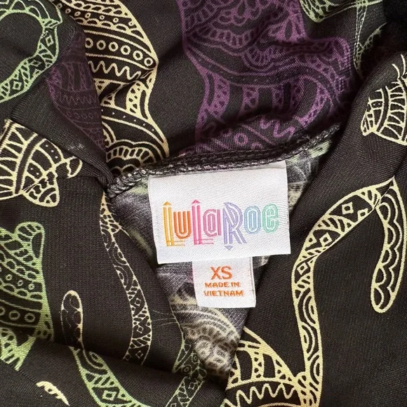 LuLaRoe Cat Print Maxi Skirt - Black and Green XS - Picture 2 of 2